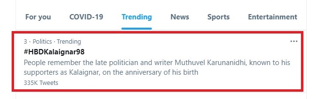 #HBDKalaignar98 ஹேஷ்டேகுக்கு டிவிட்டரின் உரை