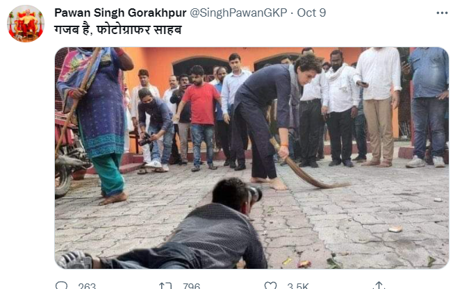 پرینکا گاندھی کی تصویر کلک کررہے فوٹوگرافر والی وائرل تصویر