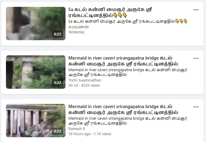 காவிரி ஆற்றங்கரையில் கடற்கன்னி காணப்பட்டதாக பரவும் தகவல்