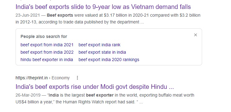 ಗೋಮಾಂಸ ರಫ್ತಿನಲ್ಲಿ ಭಾರತ ನಂ.1 ಆಗಿದೆ