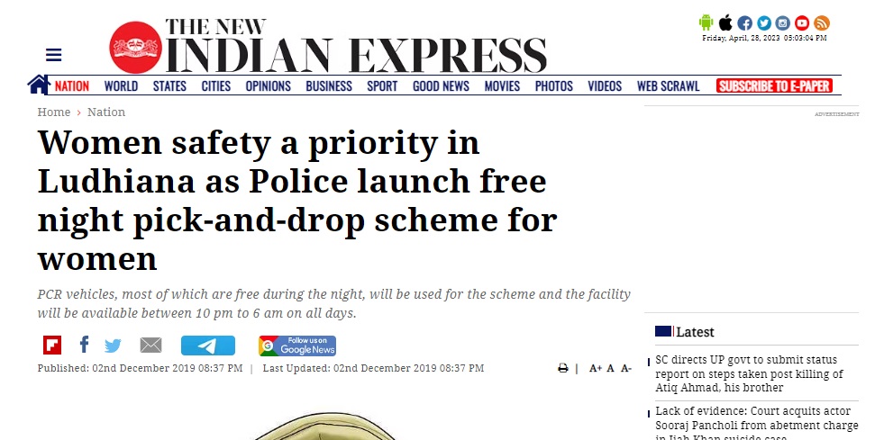 The Ludhiana Police’s initiative to provide free rides for women unable to find a cab at night falsely claimed to be a scheme of the Maharashtra government.