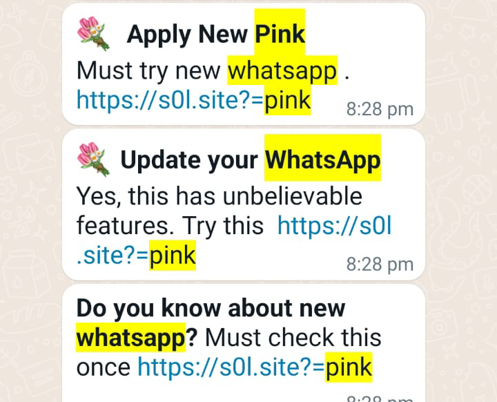 સાવધાન! પિંક વોટ્સએપ એક કૌભાંડ છે.