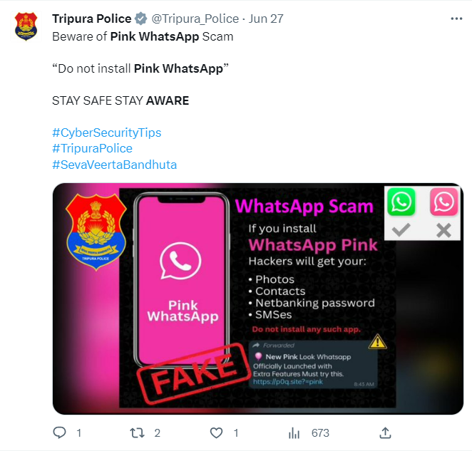 सावधान! गुलाबी रंगाचे व्हाट्सअप हे स्कॅम आहे