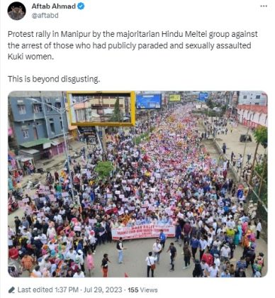 Fact check: ಮಣಿಪುರ ಬೆತ್ತಲೆ ಪ್ರಕರಣದ ಆರೋಪಿಗಳನ್ನು ಬೆಂಬಲಿಸಿ ರಾಲಿ ಎಂದು ತಪ್ಪಾದ ಫೋಟೋ ಹಂಚಿಕೆ