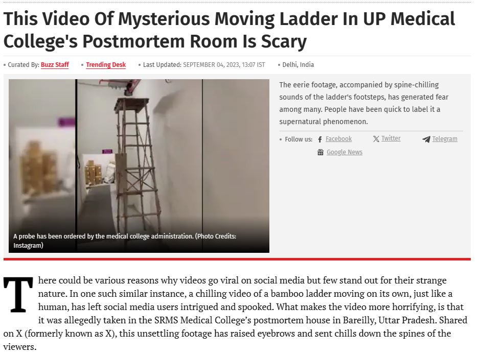 Fact Check: ಮೆಡಿಕಲ್‌ ಕಾಲೇಜಿನಲ್ಲಿ ಚಲಿಸಿದ ಏಣಿ ಎಂಬ ವೀಡಿಯೋ ಹಿಂದಿನ ಸತ್ಯ ಏನು?