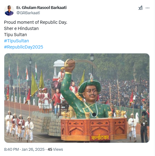 Karnataka Tableau Featuring Tipu Sultan  