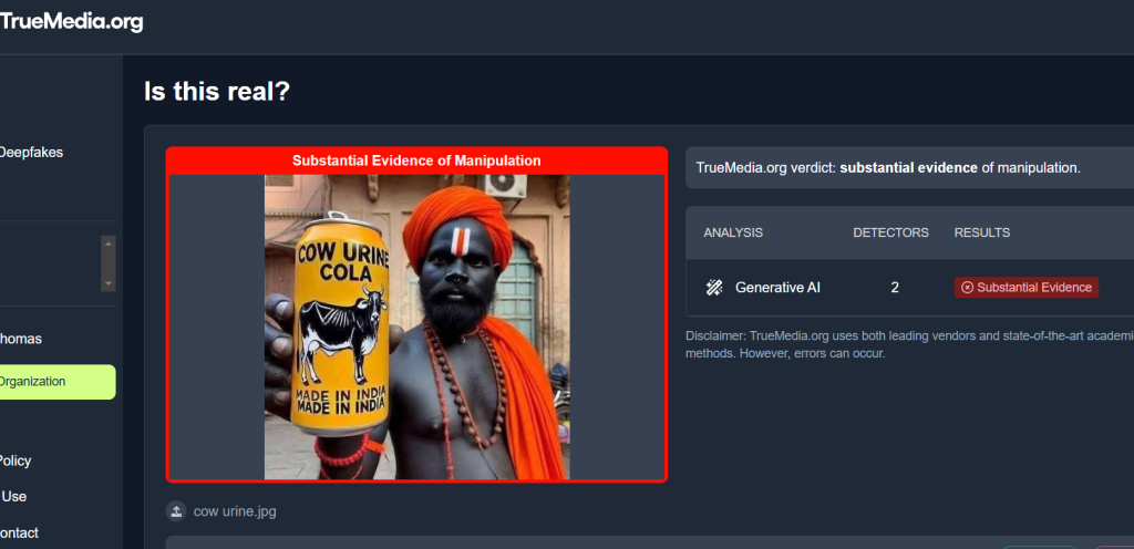 TrueMedia tool