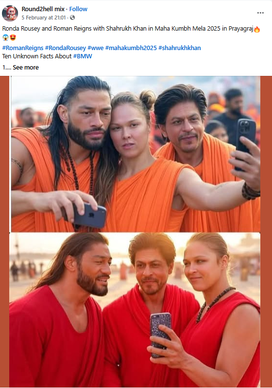 ಮಹಾಕುಂಭ ಮೇಳ 2025: ಎಐನಿಂದ ಮಾಡಿದ ಸೆಲೆಬ್ರಿಟಿಗಳ ಫೋಟೋಗಳನ್ನು ನಿಜವಾದ್ದೆಂದು ಹಂಚಿಕೆ