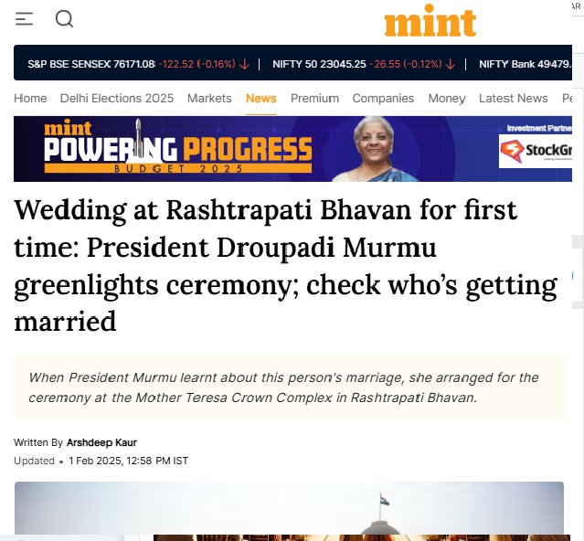 राष्ट्रपती भवनात पहिल्यांदाच खाजगी लग्नाचे आयोजन? व्हायरल दाव्यामागील सत्य हे आहे