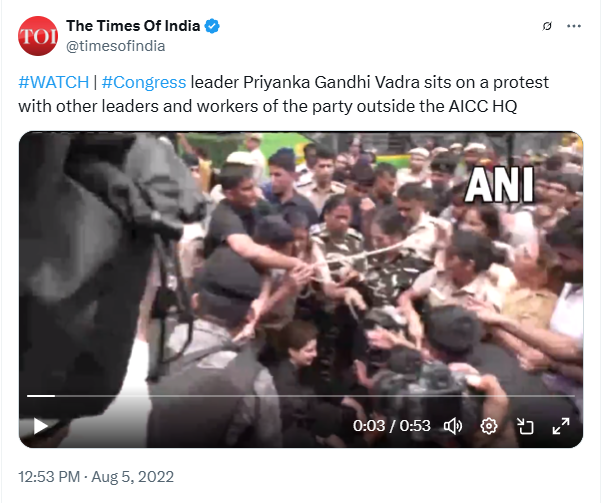 வக்பு மசோதாவுக்கு எதிராக பிரியங்கா காந்தி போராடியதாக பரவும் வீடியோ.