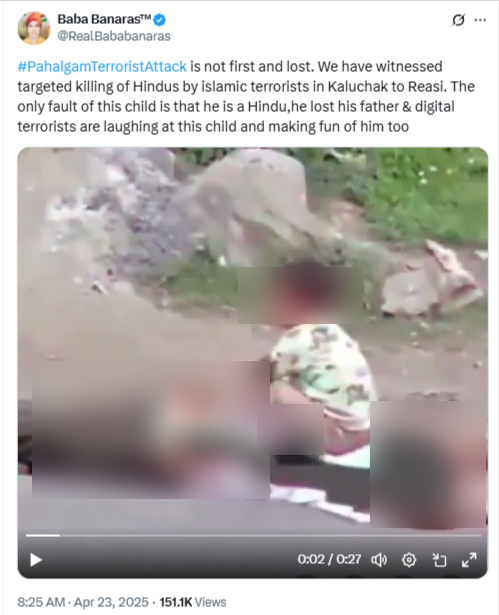 Old Visuals Showing A Child Sitting On Slain Grandfather's Body Falsely Linked To Pahalgam Terror Attack