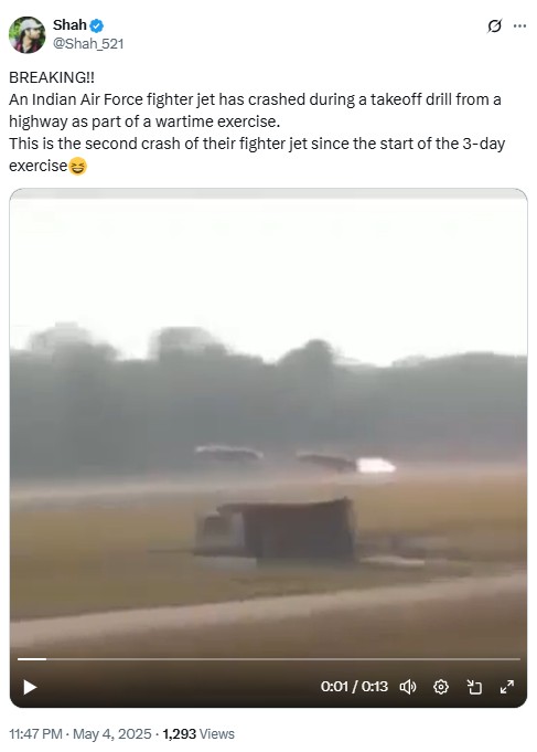 Old Video Falsely Shared As IAF Fighter Jet Crash During Recent Drill
