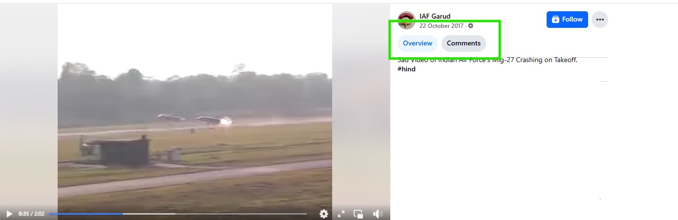  Old Video Falsely Shared As IAF Fighter Jet Crash During Recent Drill