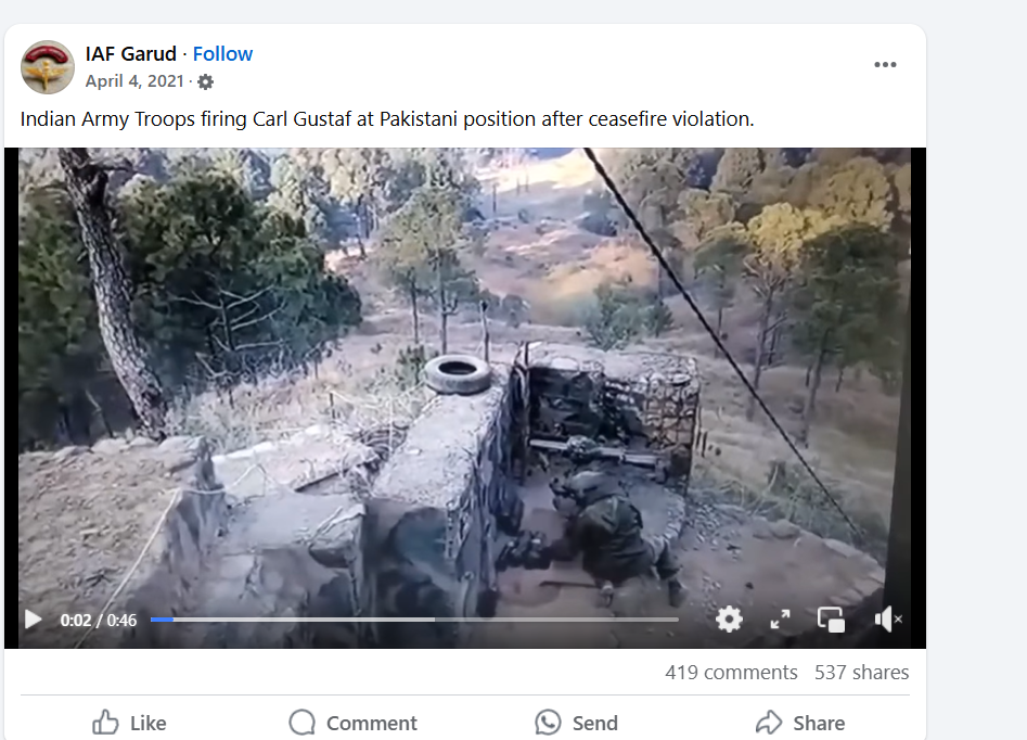 Facebook post by IAF Garud