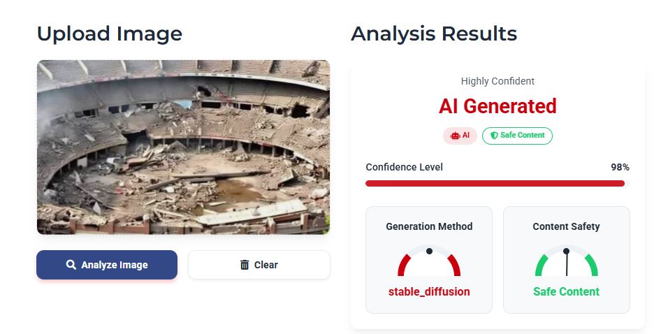 ಧ್ವಂಸಗೊಂಡ ರಾವಲ್ಪಿಂಡಿ ಕ್ರೀಡಾಂಗಣ ಎಂದು ವೈರಲ್ ಆಗುತ್ತಿರುವ ಫೋಟೋ ಎಐ ಸೃಷ್ಟಿ