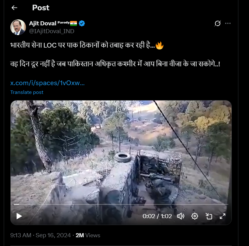 X Post by @IAjitDoval_IND