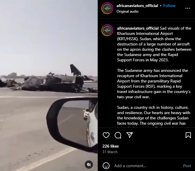 ಭಾರತ ದಾಳಿಯಲ್ಲಿ ಪಾಕಿಸ್ತಾನದ ನೂರ್ ಖಾನ್ ವಿಮಾನ ನಿಲ್ದಾಣ ಧ್ವಂಸ ಎಂದು ಸುಡಾನ್ ವೀಡಿಯೋ ವೈರಲ್