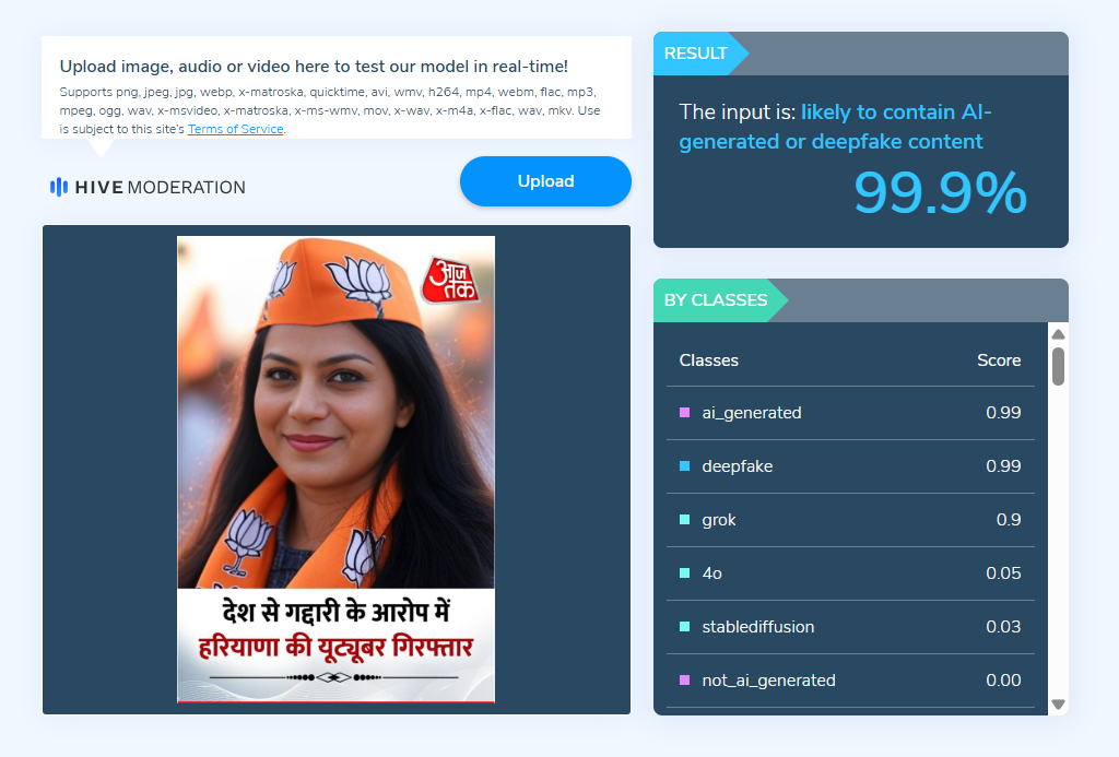 हेरगिरीच्या आरोपाखाली अटक करण्यात आलेल्या ज्योती मल्होत्राचा भाजपची टोपी घातलेला व्हायरल फोटो एआय निर्मित आहे