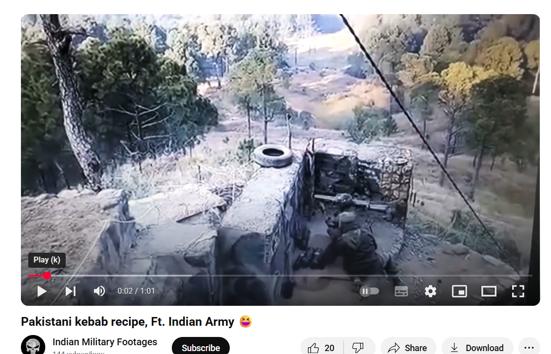 Youtube video by Indian Military Footages