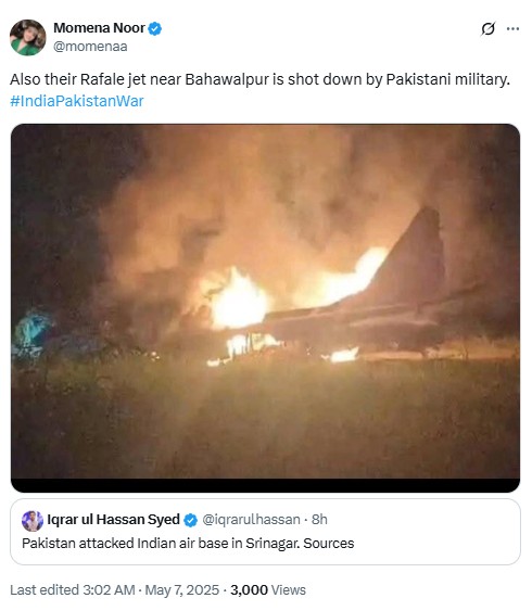 Operation Sindoor: Old Photo From 2024 Shared As Indian Fighter Jet Up In Flames After Being Shot Down By Pakistan