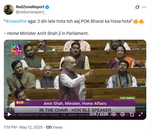 Video Of Amit Shah Saying That PoK Would Have Been With India If Ceasefire Was Deferred Is Old