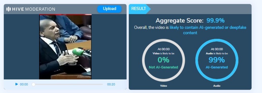 Screengrab from Hive Moderation website 