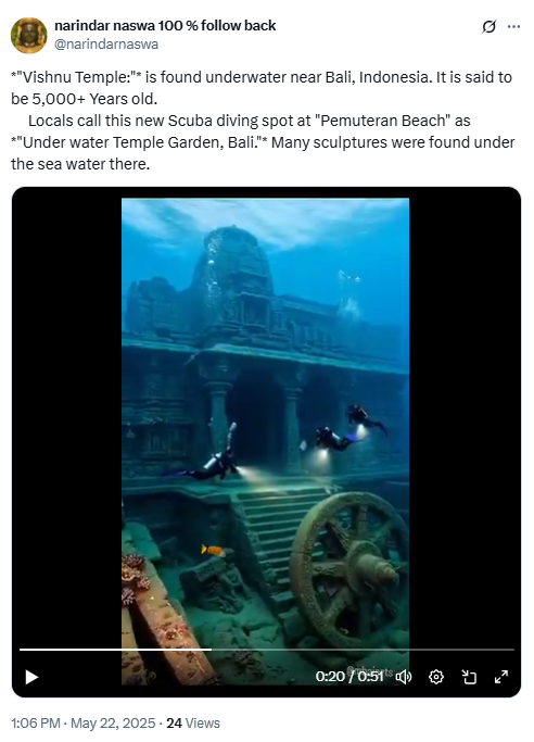 Viral Video Of Divers Exploring ‘Ancient Vishnu Temple In Bali’ Is AI Generated