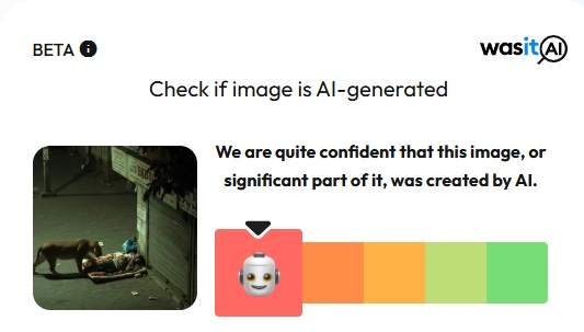रस्त्यात झोपलेल्या माणसाकडे दुर्लक्ष करून पुढे जाणाऱ्या सिंहाचा व्हायरल व्हिडिओ एआय निर्मित आहे