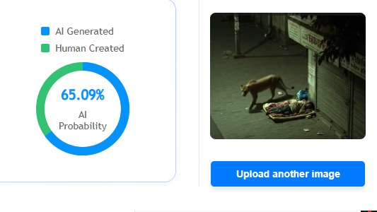 रस्त्यात झोपलेल्या माणसाकडे दुर्लक्ष करून पुढे जाणाऱ्या सिंहाचा व्हायरल व्हिडिओ एआय निर्मित आहे