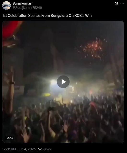 ಆರ್ ಸಿಬಿ ಗೆಲುವಿಗೆ ಬೆಂಗಳೂರಲ್ಲಿ ಸಂಭ್ರಮಾಚರಣೆ ಎಂದು ವೈರಲ್ ಆಗುತ್ತಿರುವ ವೀಡಿಯೋ ಕೊಲ್ಹಾಪುರದ್ದು