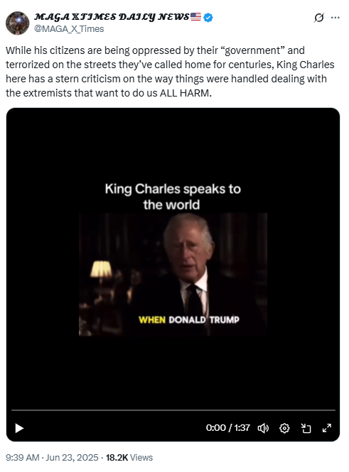 Middle East Crisis: Viral Video Of King Charles’ Comments On Donald Trump, Iran Is AI Manipulated