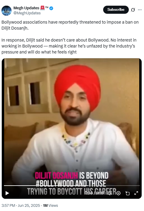 Sardaar Ji 3 Row: Old Video Of Diljit Dosanjh’s Remarks On Bollywood Shared As Recent