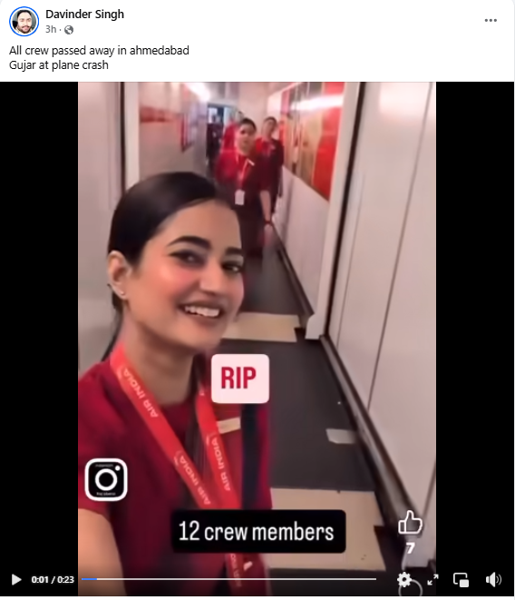 No, Viral Video Does Not Show Air India Flight Attendant Killed In Ahmedabad Plane Crash