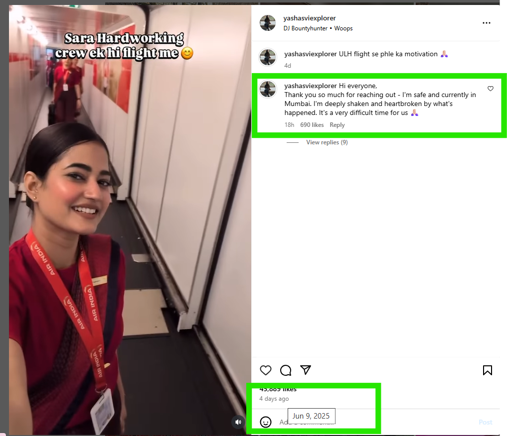 No, Viral Video Does Not Show Air India Flight Attendant Killed In Ahmedabad Plane Crash