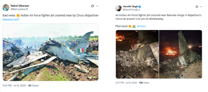  Old, Unrelated Photos Falsely Linked to IAF Jaguar Crash in Rajasthan
