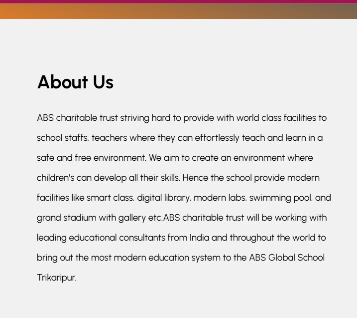 About Us section in ABS Global School website