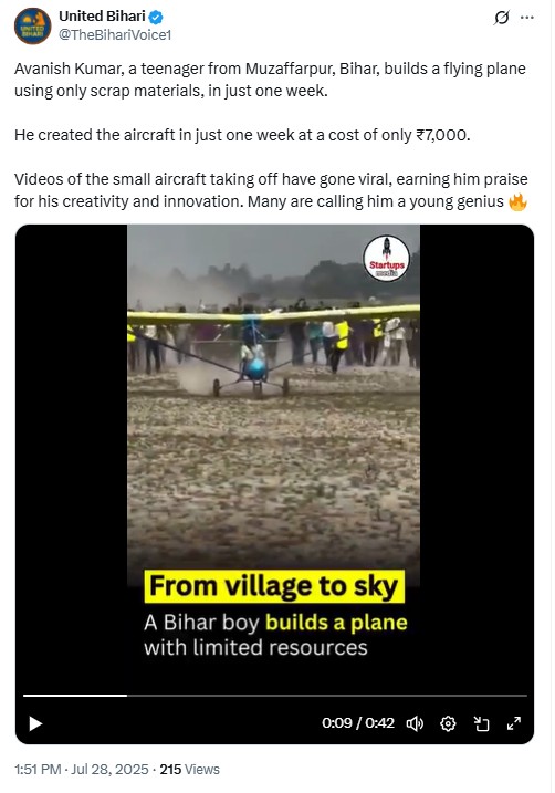 Bihar Teen Builds Plane From Scrap? No, Video From Bangladesh Viral With False Claim