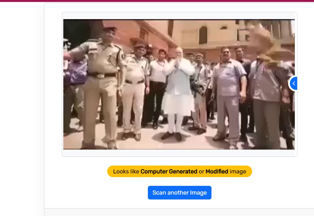  Screengrab from  FakeImageDetector tool 