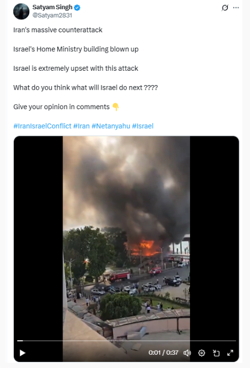 Video From Tajikistan Shared To Falsely Claim Iran’s Attack On Israel Home Ministry Office
