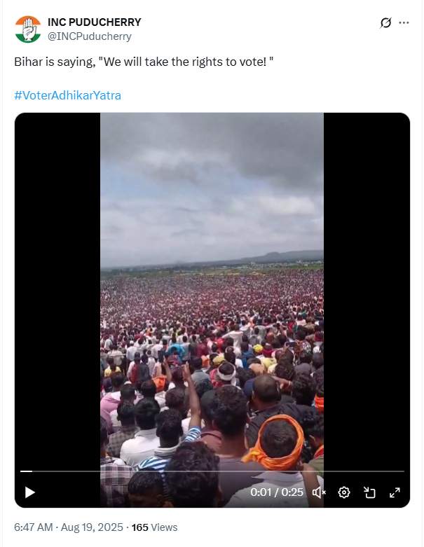 ராகுல் காந்தியின் பீகார் யாத்திரைக்கு கூடிய கூட்டம்.