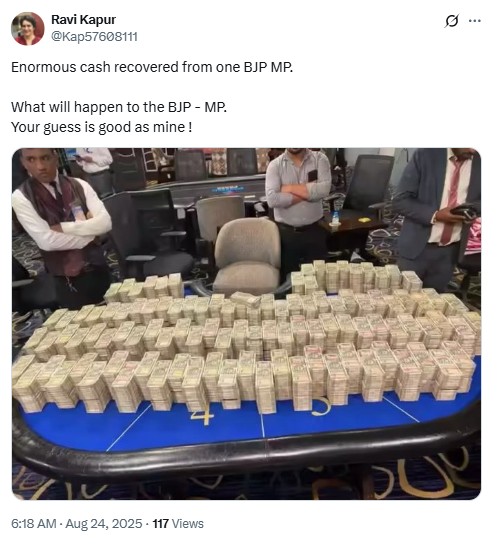 Fact Check: Viral Cash Seizure Image Falsely Linked to BJP MP