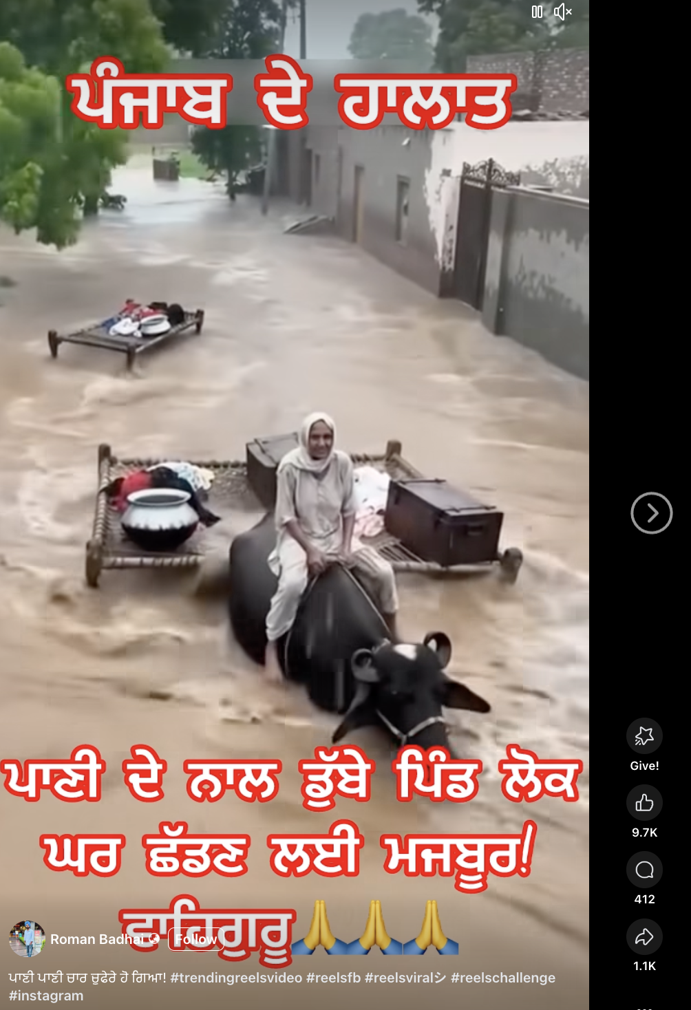 ਮੱਝ ਤੇ ਬੈਠ ਹੜ੍ਹ ਵਿੱਚੋਂ ਨਿਕਲ ਰਹੀ ਬਜ਼ੁਰਗ ਮਹਿਲਾ ਦੀ ਇਹ ਵੀਡੀਓ ਅਸਲ ਹੈ?