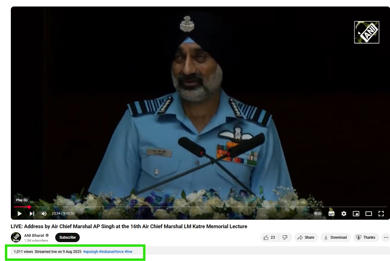 Did Indian Air Force Chief Admit To Losing 6 Jets In Conflict With Pakistan? No, Viral Clip Is Manipulated
