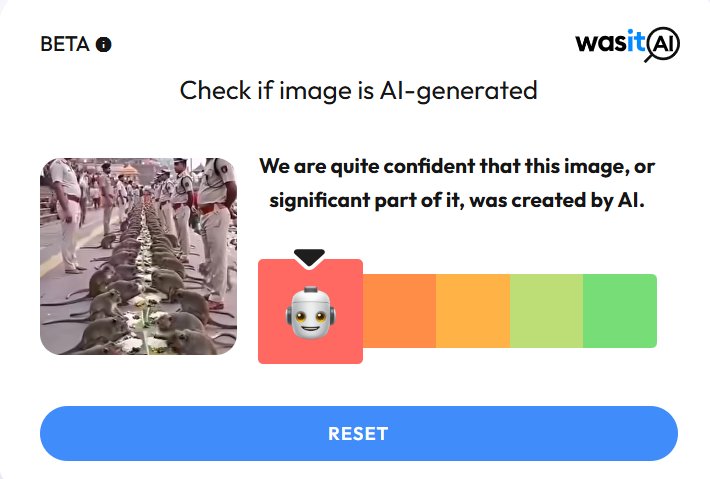 पोलिसांच्या उपस्थितीत भोजन करणाऱ्या माकडांचा हा व्हिडिओ एआय निर्मित आहे