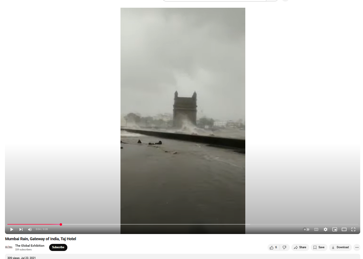 नुकत्याच झालेल्या पावसामुळे गेटवे ऑफ इंडिया पाण्याखाली गेले? व्हायरल व्हिडिओचे सत्य जाणून घ्या