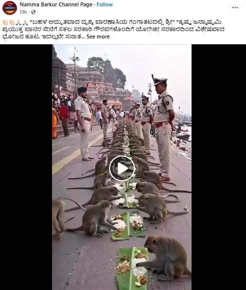 ಜನ್ಮಾಷ್ಟಮಿ ಪ್ರಯುಕ್ತ ಉತ್ತರ ಪ್ರದೇಶ ಸರ್ಕಾರ ವಾನರ ಭೋಜನ ಏರ್ಪಡಿಸಿದೆಯೇ?