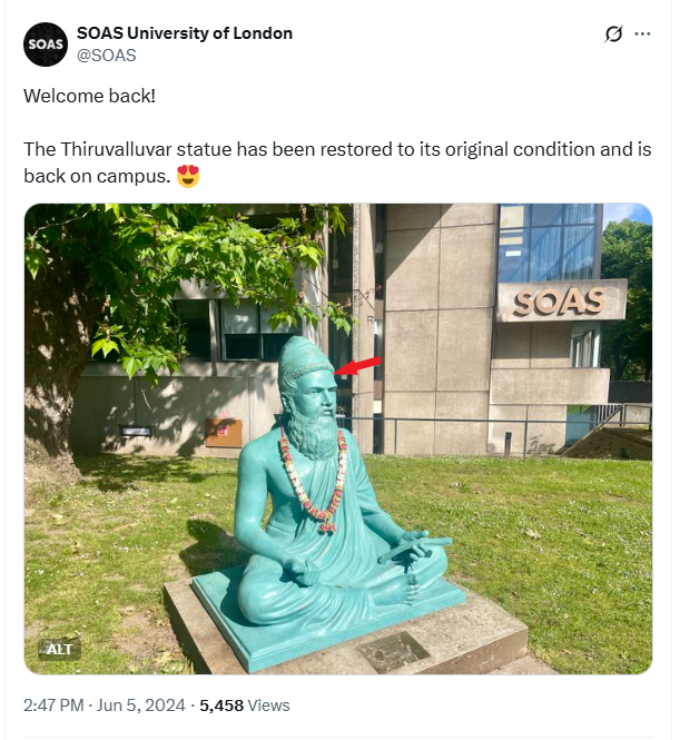 முதலமைச்சர் ஸ்டாலின் வணங்கிய திருவள்ளுவர் சிலை விபூதி அணிந்திருந்தது.