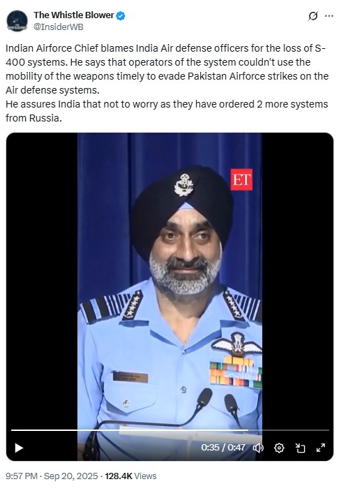 Video Claiming To Show IAF Chief Admitting Loss Of S-400s During Conflict With Pakistan Is Doctored