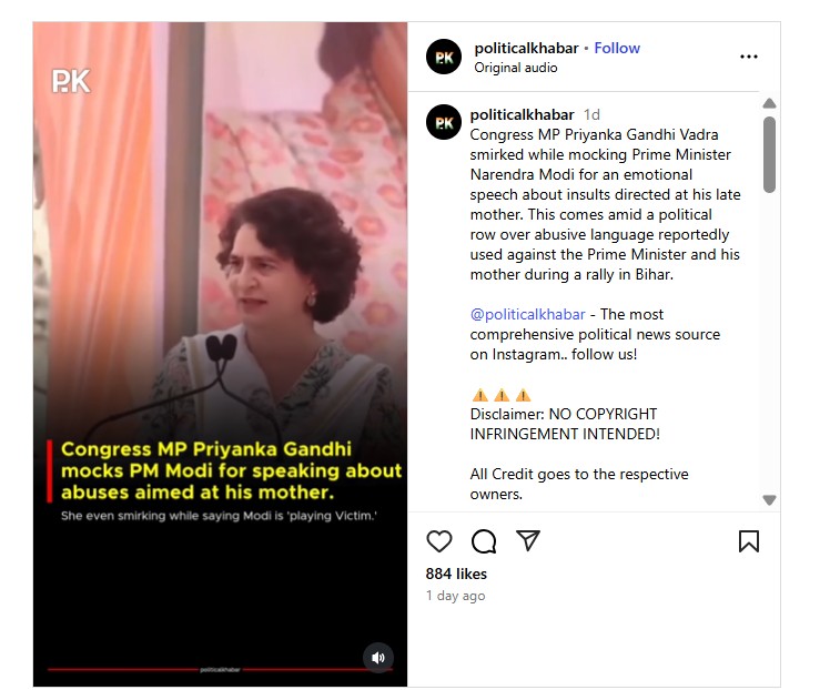 Did Priyanka Gandhi Accuse PM Modi Of ‘Playing Victim’ Over Derogatory Remarks Against His Mother?