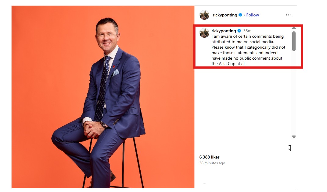 2025 Asia Cup: Ricky Ponting Did Not Call India ‘Big Loser’ Over Handshake Snub After Pakistan Match